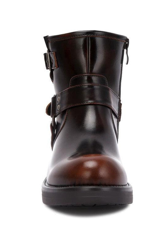 Women's Shoes - Boots Allux Brushed Faux Leather Pin Buckle Boots