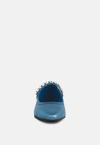 Alverno Metallic Diamante Mary Jane Leather Flats