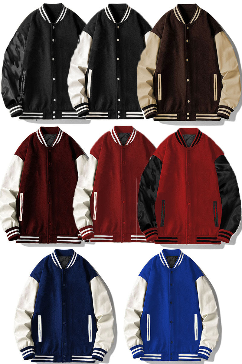 Melton Varsity Letterman Jacket with PU Sleeves