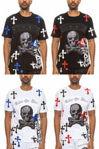 Bejewelled Chrome Skull Graphic T-Shirt