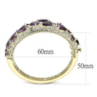Elegant amethyst gemstone bangle bracelet with intricate detailing and measuring 60mm by 50mm