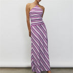 Women's striped halter neck maxi dress, perfect for summer outings