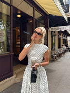 Women's polka dot white and maxi dress, perfect for summer outings
