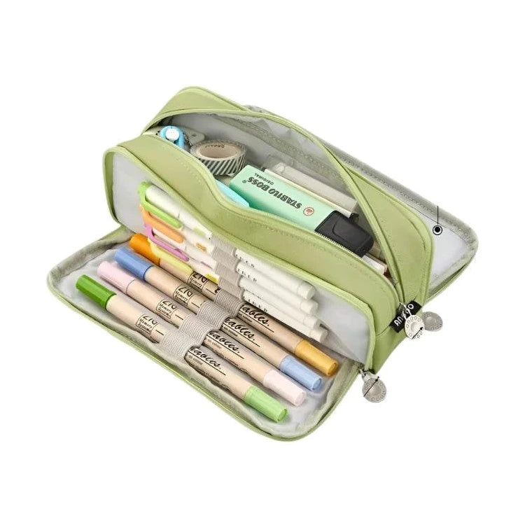 Angoo Double-Sided Pencil Case Dual Canvas Pocket Art Bag - VacationGrabs