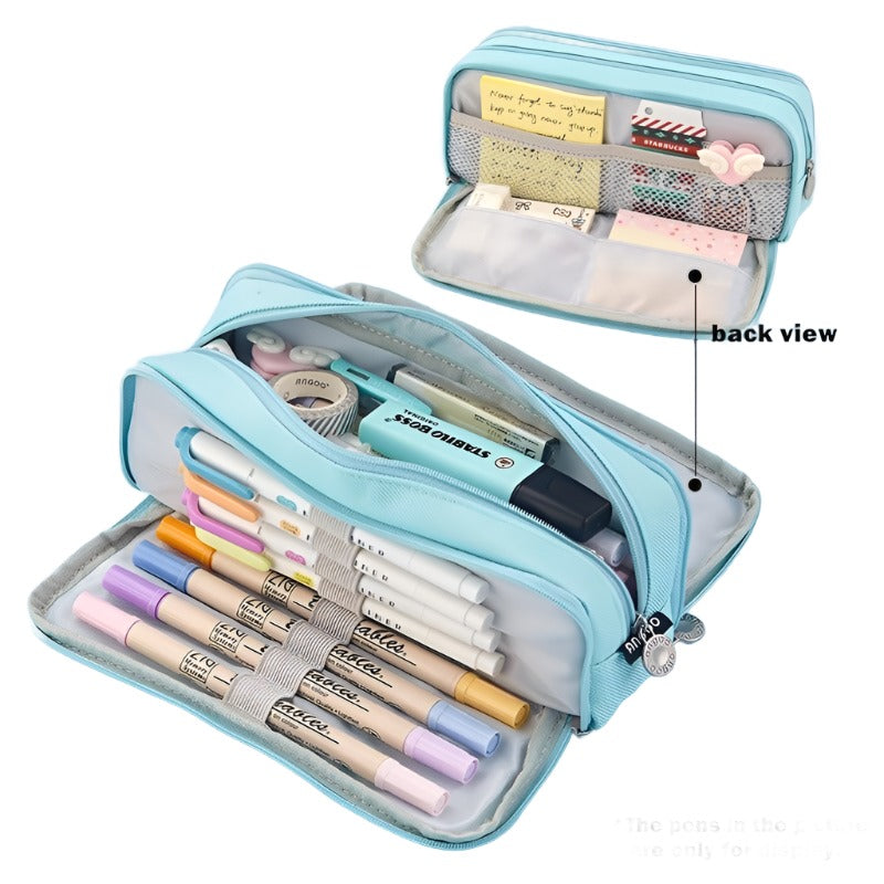 Angoo Double Sided Pen Bag Pencil Case Special Macaron Color Dual Canvas  Pocket Storage Bag Pouch Stationery School Travel A6899