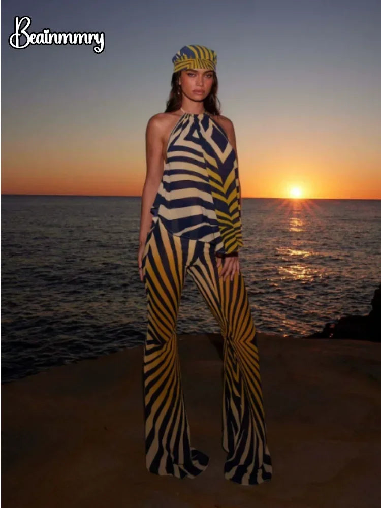 Women's animal print cheetah jumpsuit, vibrant colors, summer beachwear