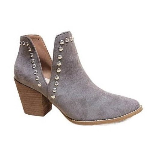 Women's grey ankle boots with studded details for stylish fall outfits