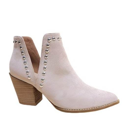 Women's white ankle boots with studded detail for stylish appeal