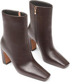 Ankle Boots for Women Square Toe Chunky Heeled Booties – back view