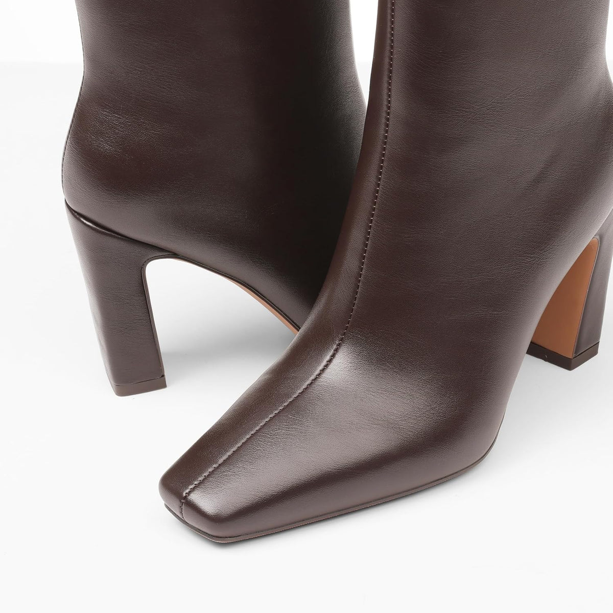 Ankle Boots for Women Square Toe Chunky Heeled Booties – sole and heel detail