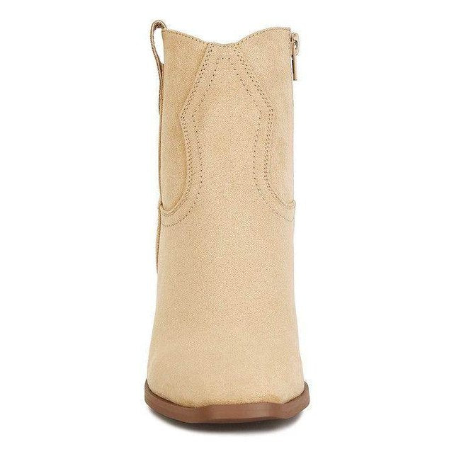 Rag Company beige ankle length western boots with stylish design for versatile outfits