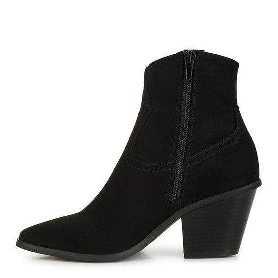 Rag Company ankle length western boots in black with a stylish pointed toe and zipper closure
