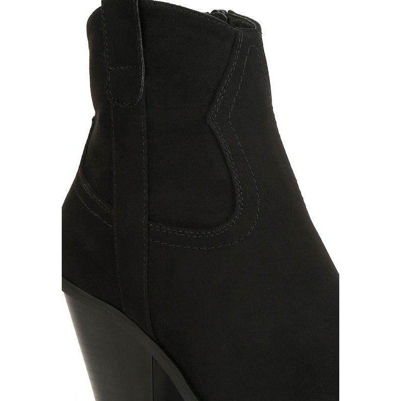 Rag Company black ankle length western boots with stylish design and chic heel for versatile outfits