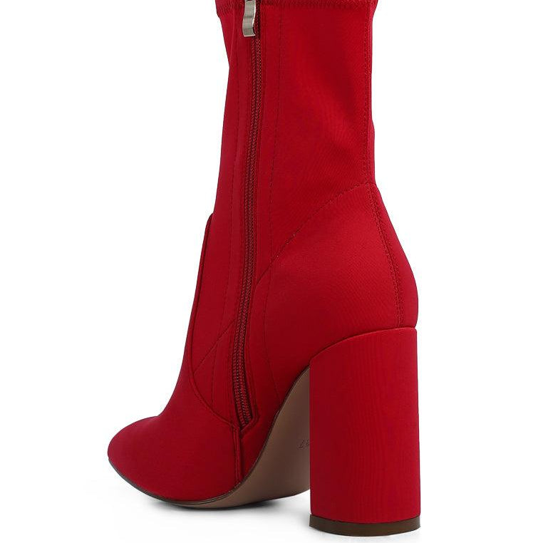 Women's Shoes - Boots Ankle Lycra Block Heeled Boots
