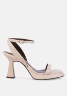 Stylish beige ankle strap kitten heel sandals by London Rag International for chic occasions
