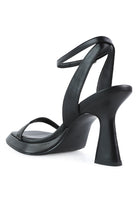 London Rag International ankle strap kitten heel sandals in black with stylish back design