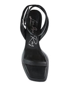 London Rag ankle strap kitten heel sandals in black with sleek design and adjustable buckle