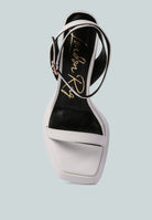 London Rag International ankle strap kitten heel sandals in white with a stylish design for versatile outfits