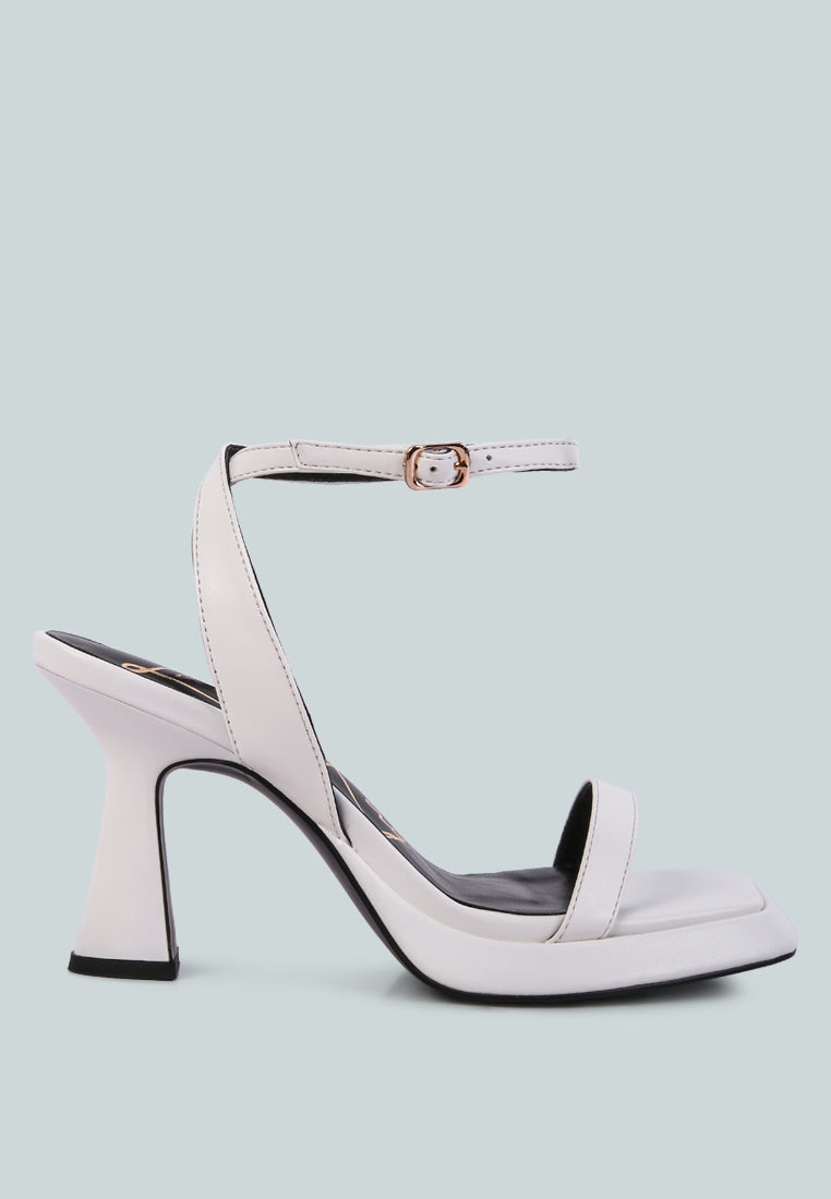 Elegant ankle strap kitten heel sandals from London Rag International in white for a stylish look