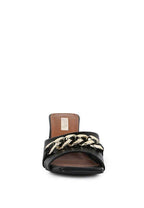 Women's black ankle strap sandals mid heel for stylish summer wear