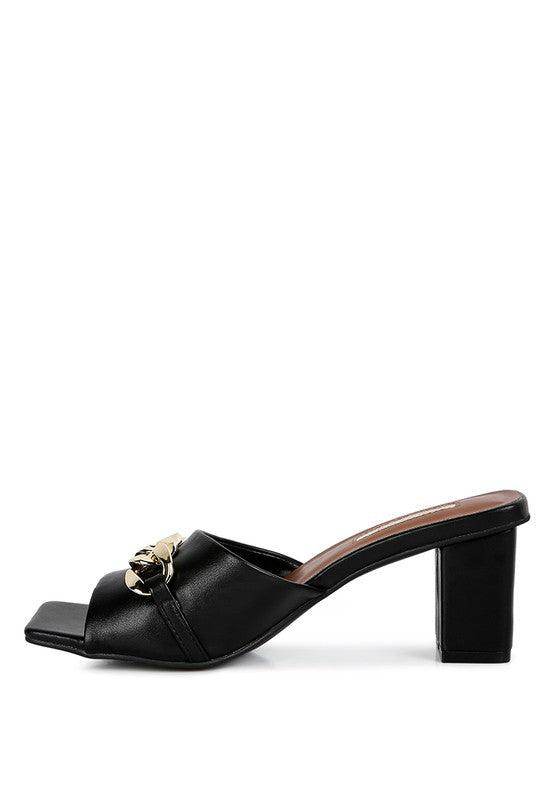 Rag Company ankle strap sandals mid heel in black for casual outings