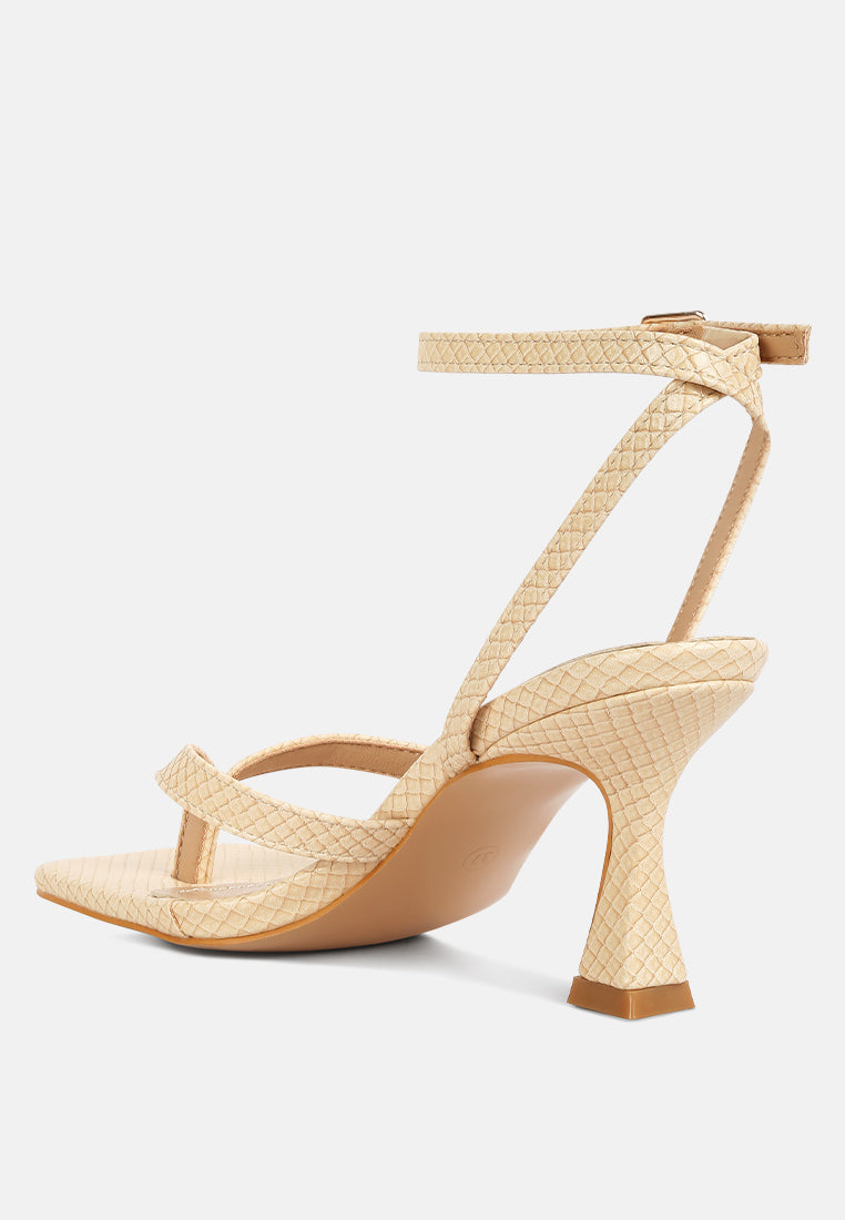 London Rag International ankle strap spool heel sandals in nude with stylish design and comfortable fit