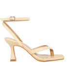 Stylish London Rag International ankle strap spool heel sandals in beige with a textured design