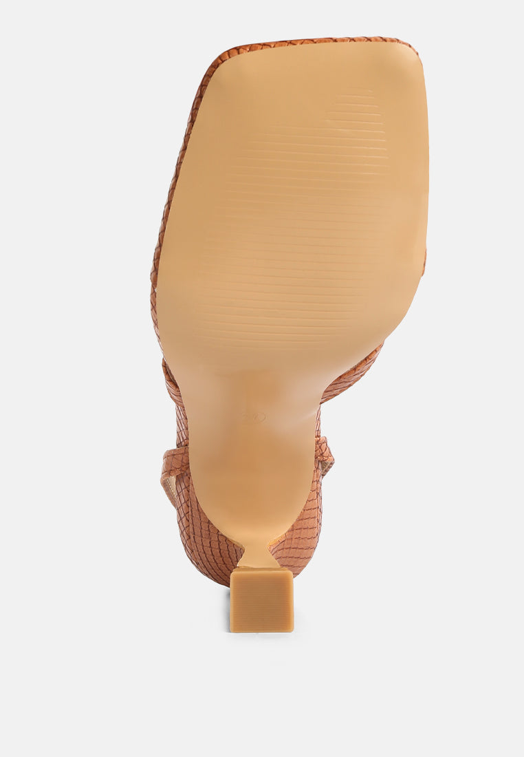 Bottom view of London Rag International ankle strap spool heel sandals in stylish design