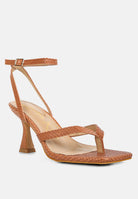 Brown London Rag International ankle strap spool heel sandals with stylish design and comfortable fit