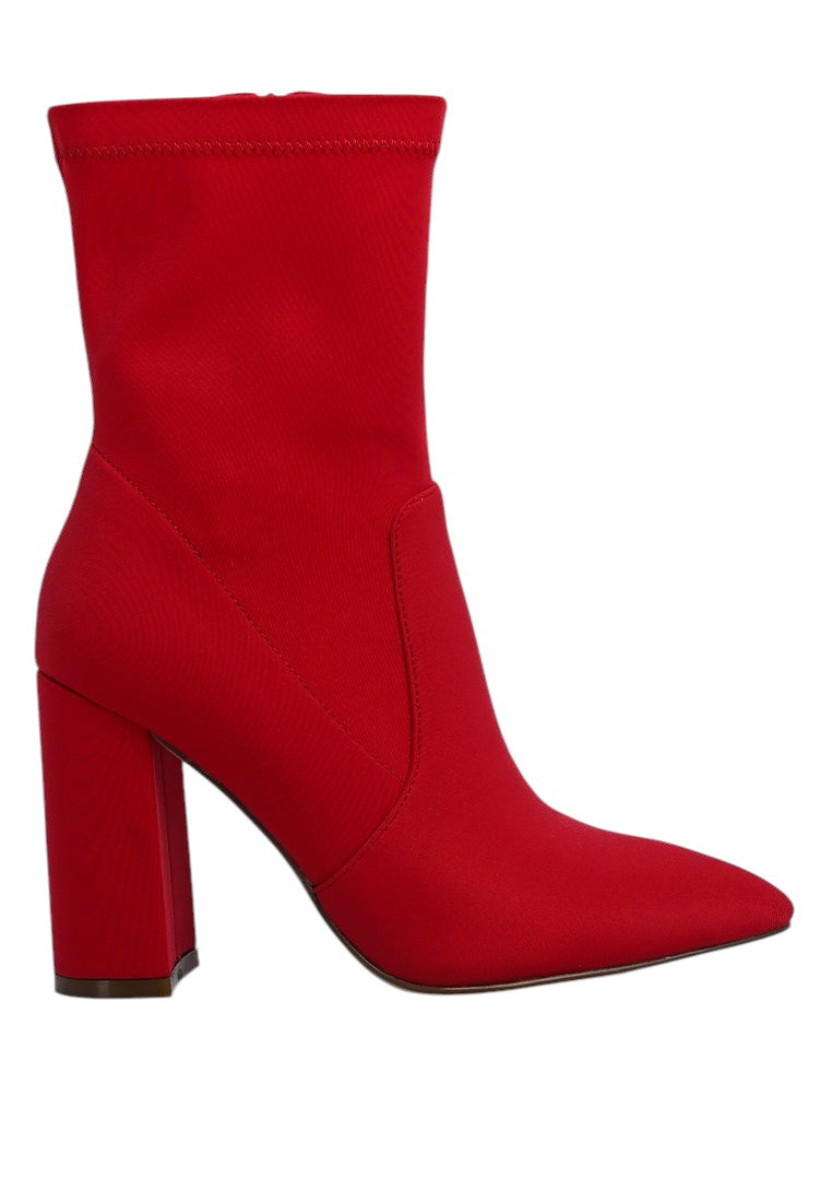 Ankle Lycra Block Heeled Boots