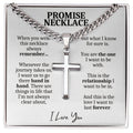 Silver promise necklace with cross pendant, perfect anniversary gift for boyfriend necklace