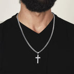 Men's silver cross necklace, perfect anniversary gift for boyfriend necklace
