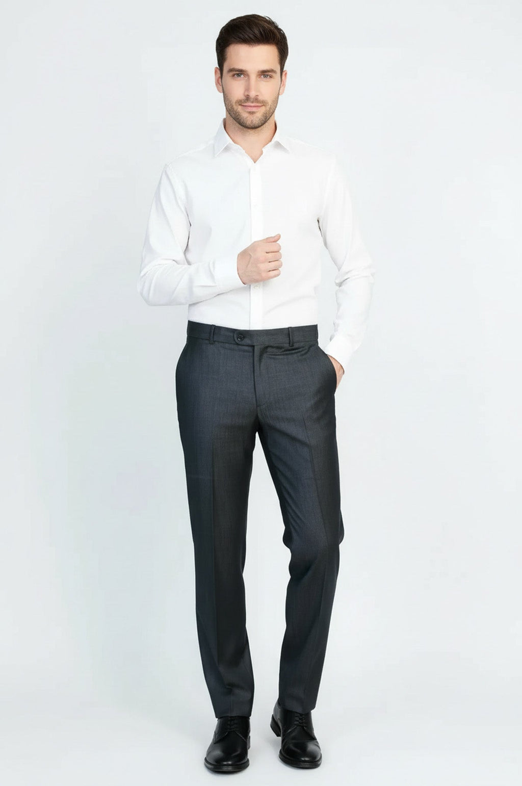Anthracite Slim Fit Classic Cut Dress Trousers – detail view