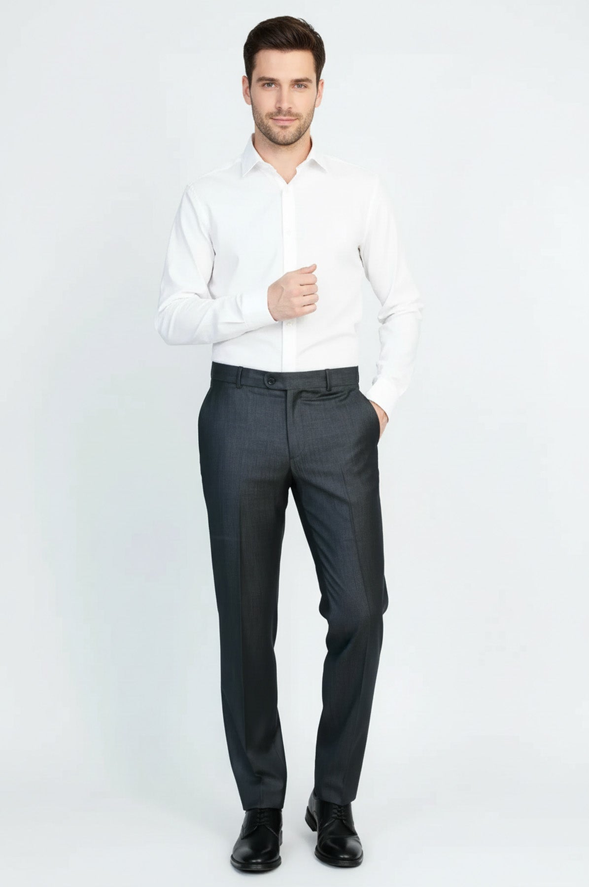 Anthracite Slim Fit Classic Cut Dress Trousers – detail view