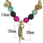Antique copper necklace for women featuring colorful beads and a charm key pendant