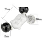 Antique silver white metal bracelet featuring a Buddha charm and black faceted beads for a unique look