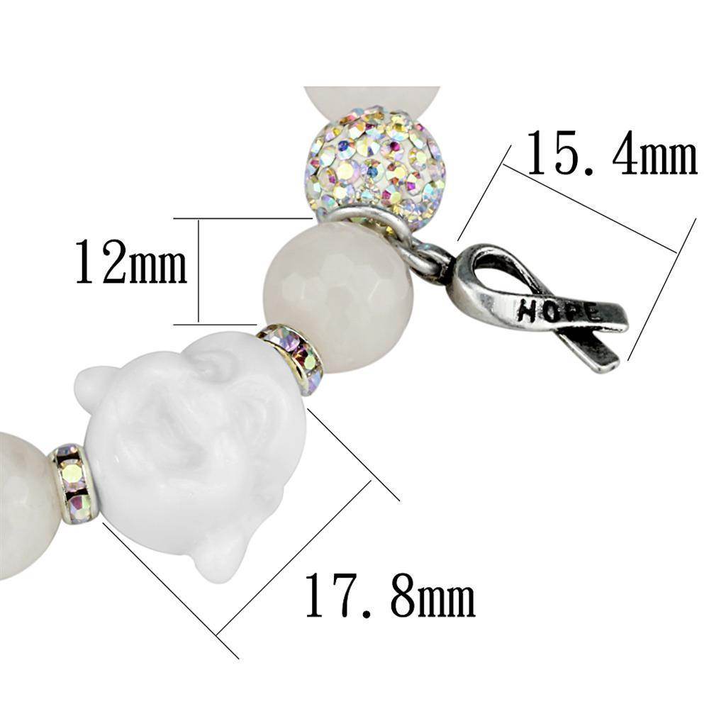 Antique silver white metal bracelet featuring Buddha charm and sparkling beads for a unique look