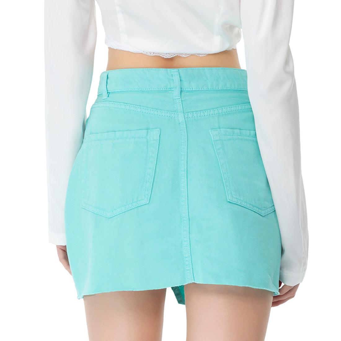 Women's Skirts Aqua Split Front Denim Mini Skirt