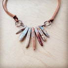 Aqua Terra leather necklace featuring natural stone pendant in earthy tones on a leather cord