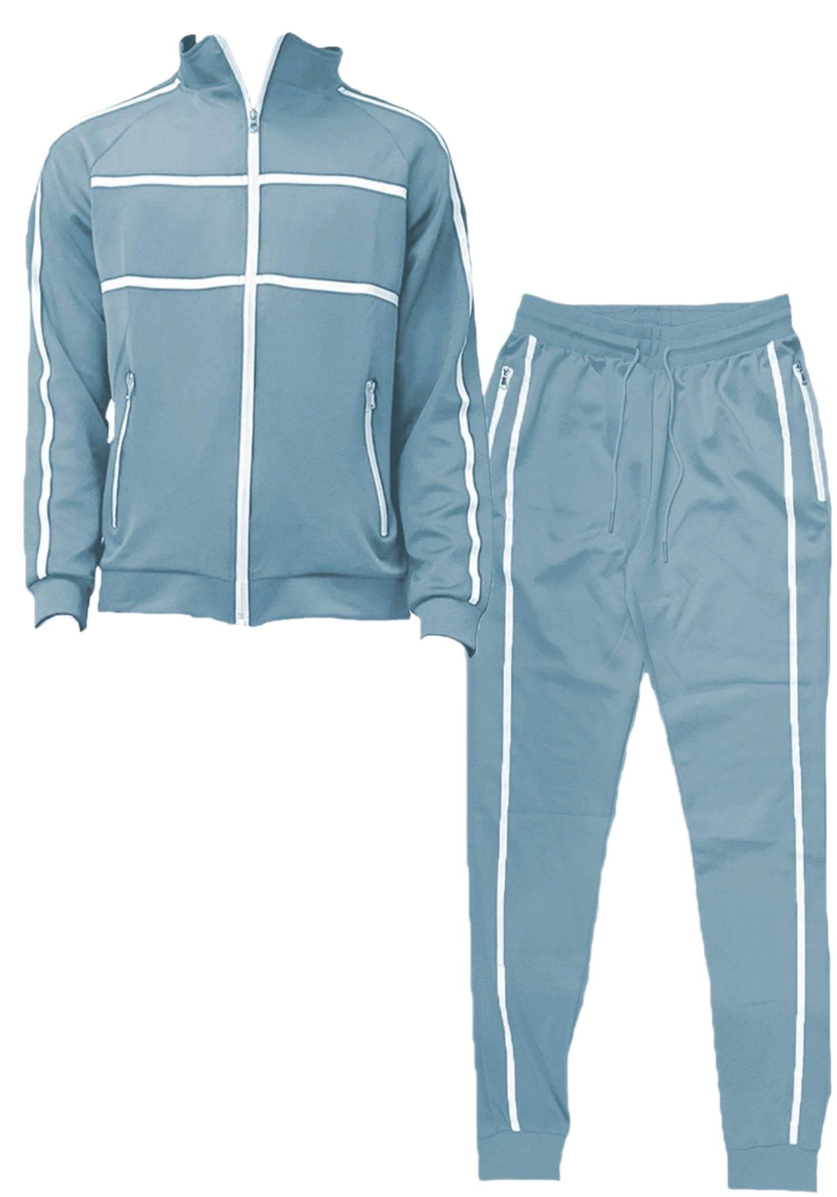 Arctic Blue Jordan Tape Track Jacket Jogger Set - VacationGrabs