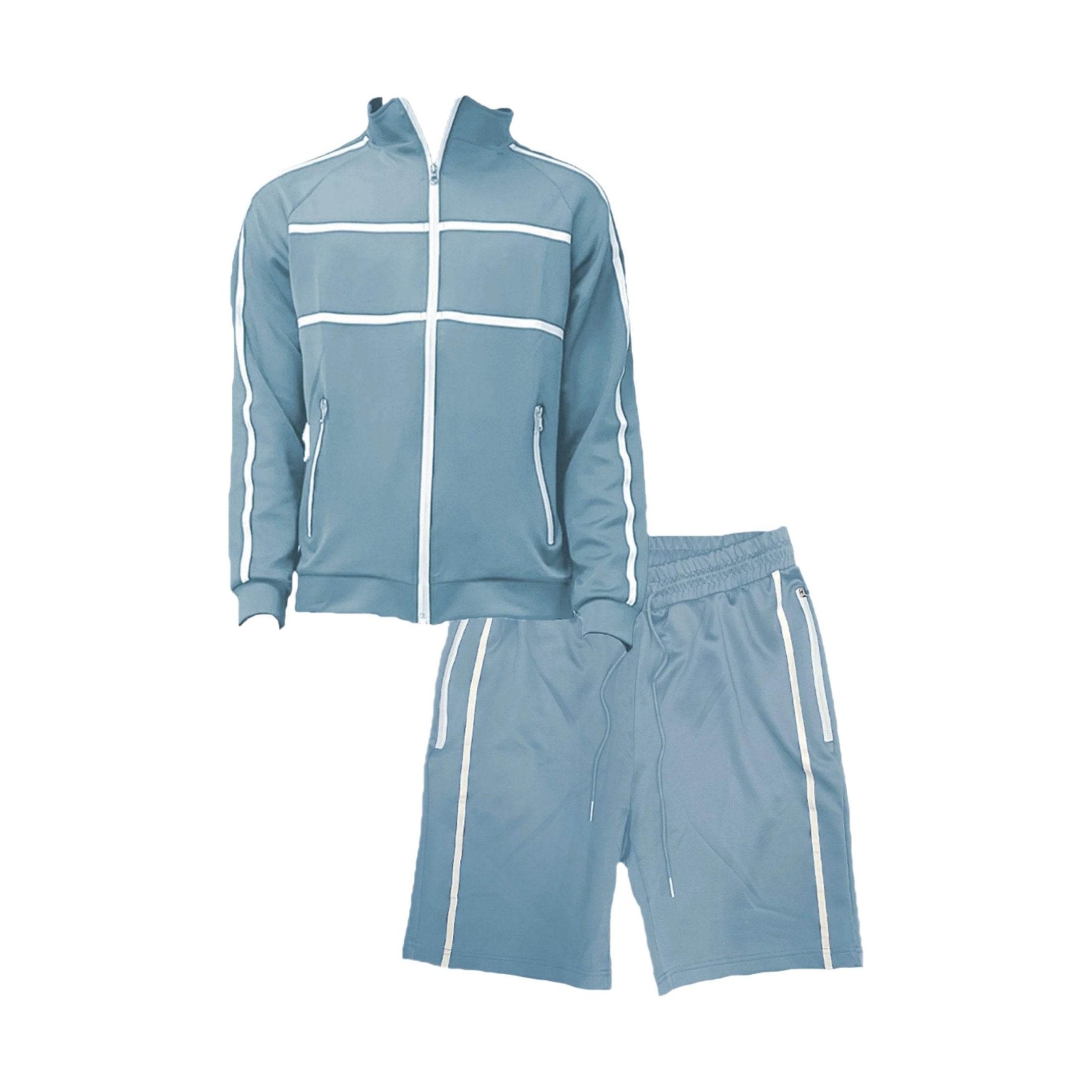 Arctic Blue Jordan Track Jacket Short Set - VacationGrabs