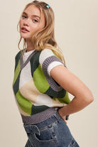 Women's Sweaters Argyle Cropped Sweater Vest
