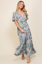 Women's Dresses Arya Floral Maxi Dress Dark Blue And Lavender