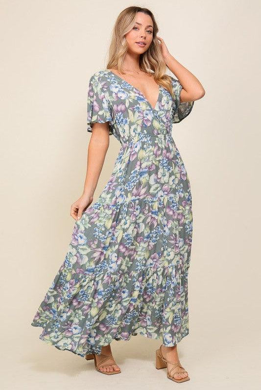 Women's Dresses Arya Floral Maxi Dress Dark Blue And Lavender