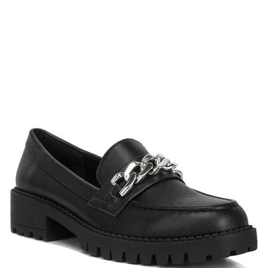 Women's Shoes - Flats Ashby Faux Leather Chunky Block Heel Loafers