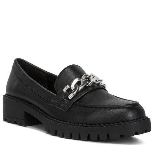 Women's Shoes - Flats Ashby Faux Leather Chunky Block Heel Loafers