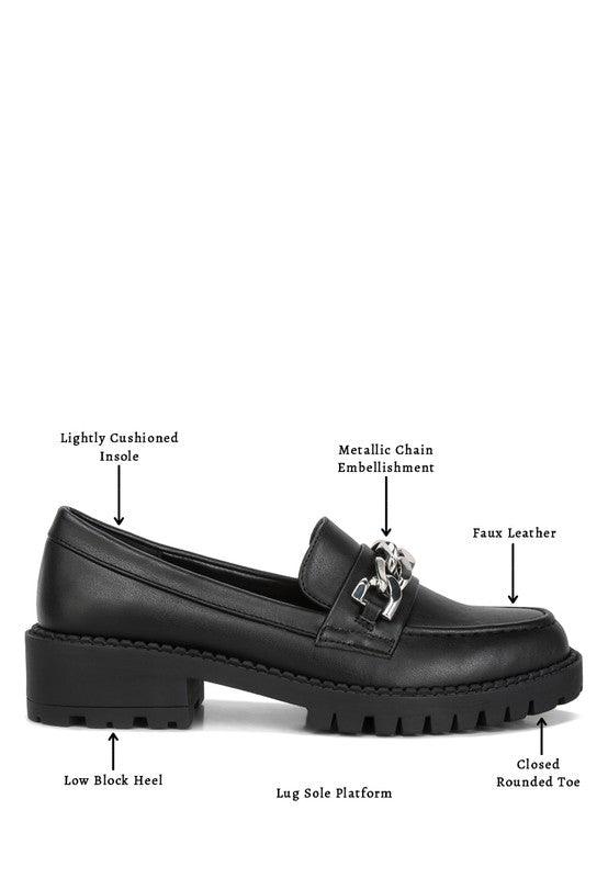 Women's Shoes - Flats Ashby Faux Leather Chunky Block Heel Loafers