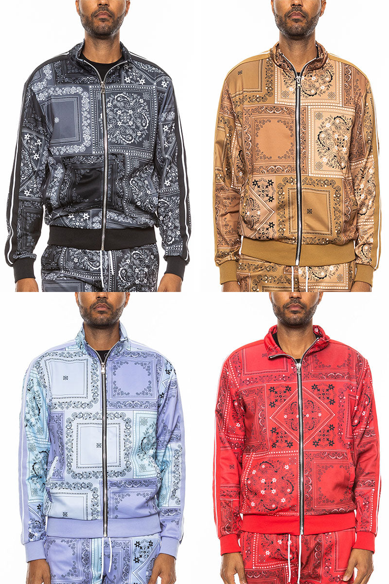 Paisley All Over Print Full-Zip Track Jacket
