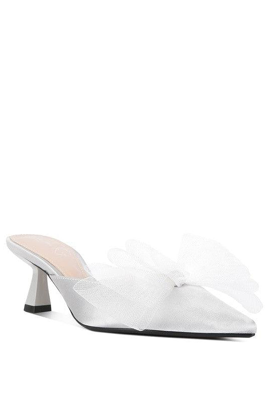 Women's Shoes - Sandals Asma Organza Bow Embellished Satin Mules