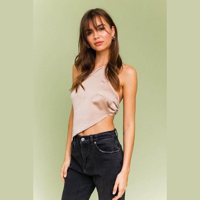 Asymmetrical Satin Top - VacationGrabs